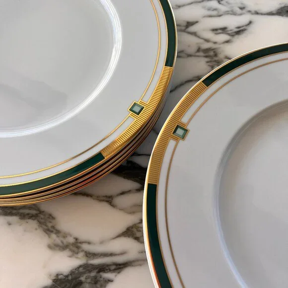 Brand New Vista Alegre Emerald 24k gold Dinner Plate Art Deco 12'' - Picture 7 of 8
